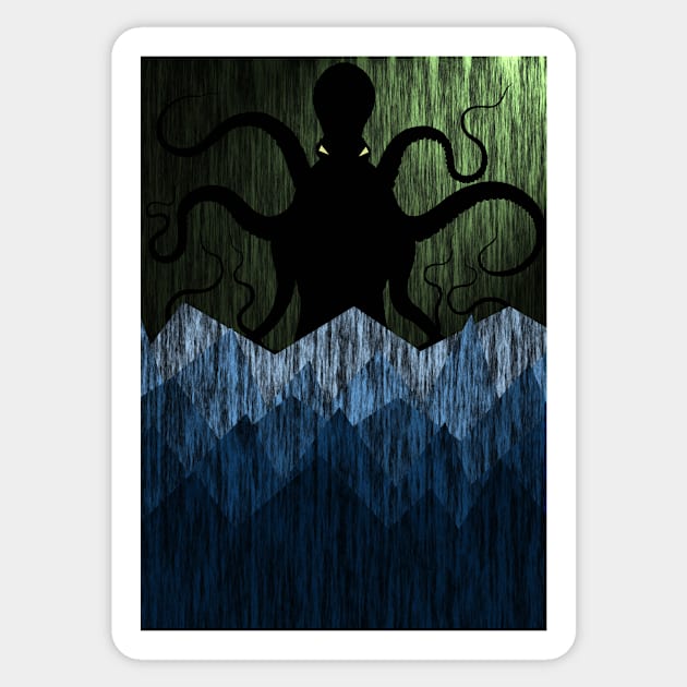 Cthulhu's sea of madness - Green Sticker by Ednathum